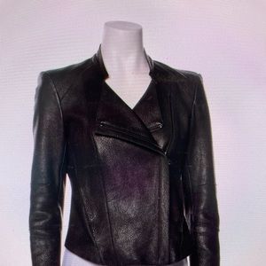 Helmut Lang gray asymmetrical 100% lamb leather biker jacket style:RN119376